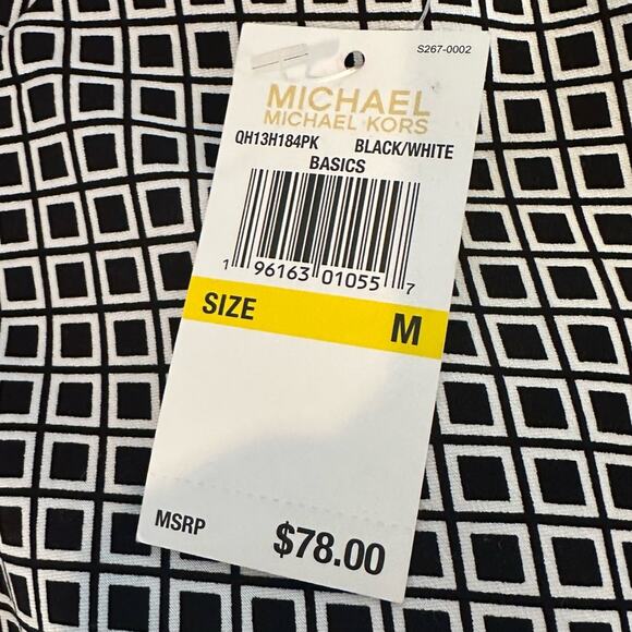 Michael Kors Pants Medium $78 Stretch Slacks Diamond Print Black White NWT - Picture 6 of 13
